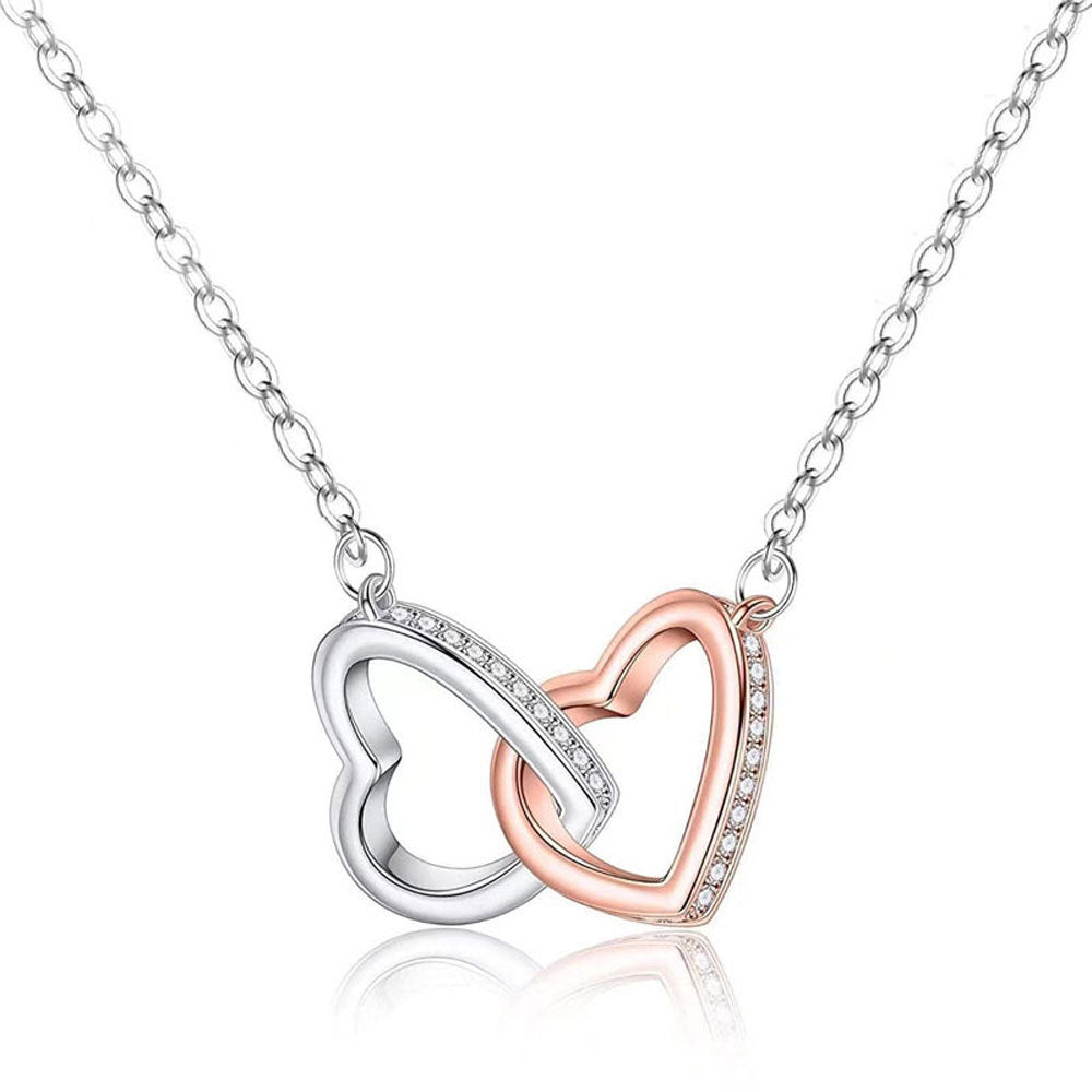 Rose Gold Color Separation Double Ring Necklace Mother's Day Gift Box